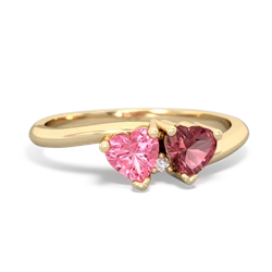 Lab Pink Sapphire Sweethearts 14K Yellow Gold ring R5260