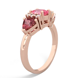 Lab Pink Sapphire Antique Style Three Stone 14K Rose Gold ring R2186