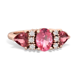 Lab Pink Sapphire Antique Style Three Stone 14K Rose Gold ring R2186