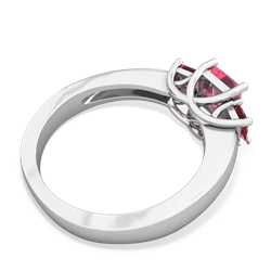 Lab Pink Sapphire Three Stone Trellis 14K White Gold ring R4015