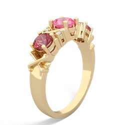 Lab Pink Sapphire Hugs And Kisses 14K Yellow Gold ring R5016