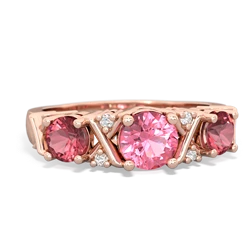 Lab Pink Sapphire Hugs And Kisses 14K Rose Gold ring R5016