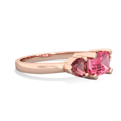 Lab Pink Sapphire Three Stone 14K Rose Gold ring R5235