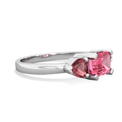 Lab Pink Sapphire Three Stone 14K White Gold ring R5235