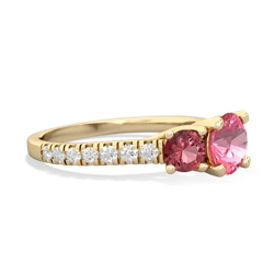 Lab Pink Sapphire Pave Trellis 14K Yellow Gold ring R5500