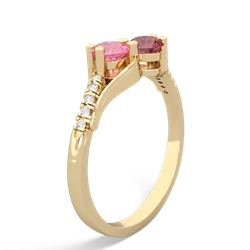 Lab Pink Sapphire Infinity Pave Two Stone 14K Yellow Gold ring R5285