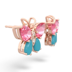 Lab Pink Sapphire Butterfly 14K Rose Gold earrings E2215