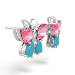 Lab Pink Sapphire Butterfly 14K White Gold earrings E2215