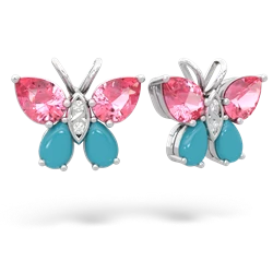 Lab Pink Sapphire Butterfly 14K White Gold earrings E2215