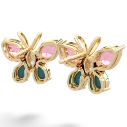 Lab Pink Sapphire Butterfly 14K Yellow Gold earrings E2215