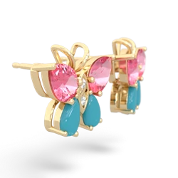 Lab Pink Sapphire Butterfly 14K Yellow Gold earrings E2215