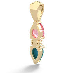 Lab Pink Sapphire Bowtie Drop 14K Yellow Gold pendant P0865