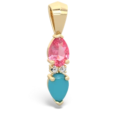 Lab Pink Sapphire Bowtie Drop 14K Yellow Gold pendant P0865