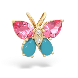 Lab Pink Sapphire Butterfly 14K Yellow Gold pendant P2215