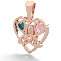 Lab Pink Sapphire Celtic Trinity Heart 14K Rose Gold pendant P5331