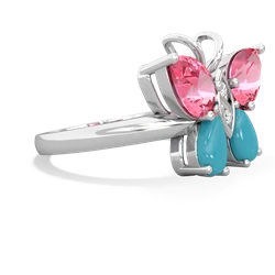 Lab Pink Sapphire Butterfly 14K White Gold ring R2215