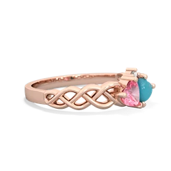 Lab Pink Sapphire Heart To Heart Braid 14K Rose Gold ring R5870