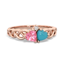 Lab Pink Sapphire Heart To Heart Braid 14K Rose Gold ring R5870