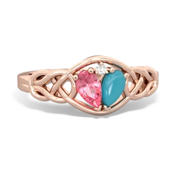 Lab Pink Sapphire Celtic Love Knot 14K Rose Gold ring R5420