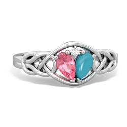 Lab Pink Sapphire Celtic Love Knot 14K White Gold ring R5420