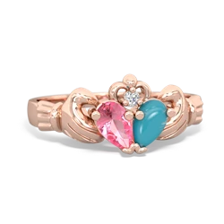 Lab Pink Sapphire 'Our Heart' Claddagh 14K Rose Gold ring R2388