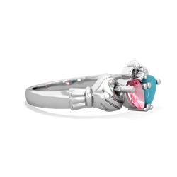 Lab Pink Sapphire 'Our Heart' Claddagh 14K White Gold ring R2388