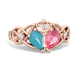 Lab Pink Sapphire 'One Heart' Celtic Knot Claddagh 14K Rose Gold ring R5322