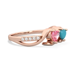 Lab Pink Sapphire Side By Side 14K Rose Gold ring R3090