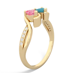 Lab Pink Sapphire Side By Side 14K Yellow Gold ring R3090