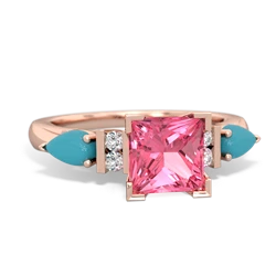 Lab Pink Sapphire 6Mm Princess Eternal Embrace Engagement 14K Rose Gold ring C2002