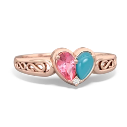 Lab Pink Sapphire Filligree 'One Heart' 14K Rose Gold ring R5070