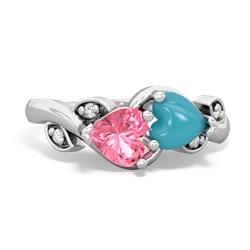 Lab Pink Sapphire Floral Elegance 14K White Gold ring R5790