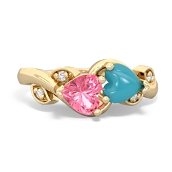 Lab Pink Sapphire Floral Elegance 14K Yellow Gold ring R5790