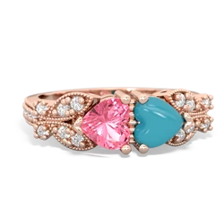 Lab Pink Sapphire Diamond Butterflies 14K Rose Gold ring R5601