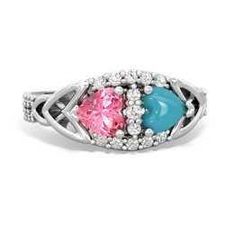 Lab Pink Sapphire Sparkling Celtic Knot 14K White Gold ring R2645