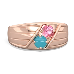 Lab Pink Sapphire Men's Streamline 14K Rose Gold ring R0460