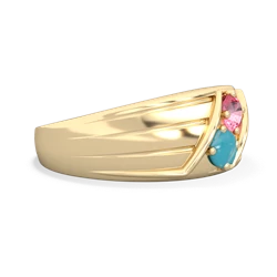 Lab Pink Sapphire Men's Streamline 14K Yellow Gold ring R0460