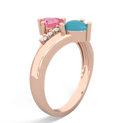 Lab Pink Sapphire Heart To Heart 14K Rose Gold ring R2064