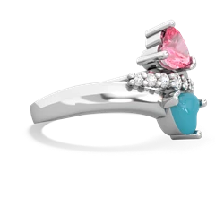 Lab Pink Sapphire Heart To Heart 14K White Gold ring R2064