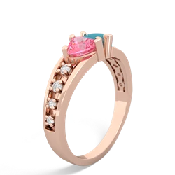 Lab Pink Sapphire Heart To Heart 14K Rose Gold ring R3342