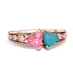 Lab Pink Sapphire Heart To Heart 14K Rose Gold ring R3342