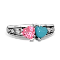 Lab Pink Sapphire Heart To Heart 14K White Gold ring R3342