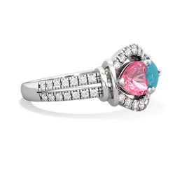 Lab Pink Sapphire Art-Deco Keepsake 14K White Gold ring R5630