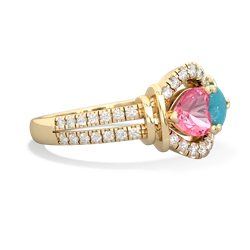 Lab Pink Sapphire Art-Deco Keepsake 14K Yellow Gold ring R5630