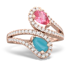 Lab Pink Sapphire Diamond Dazzler 14K Rose Gold ring R3000