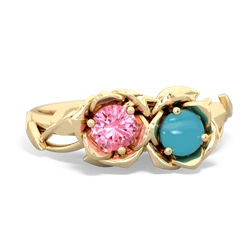 Lab Pink Sapphire Rose Garden 14K Yellow Gold ring R5510