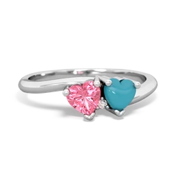 Lab Pink Sapphire Sweethearts 14K White Gold ring R5260