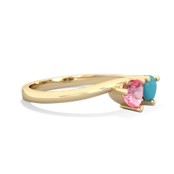 Lab Pink Sapphire Sweethearts 14K Yellow Gold ring R5260