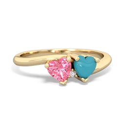 Lab Pink Sapphire Sweethearts 14K Yellow Gold ring R5260