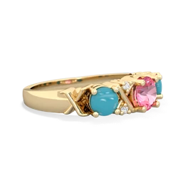 Lab Pink Sapphire Hugs And Kisses 14K Yellow Gold ring R5016